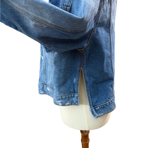 Hidden Jeans Cropped Denim Jacket Small Distressed Blue Trucker Cotton - Picture 6 of 11